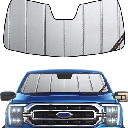 Windshield Sun Shade for Ford F150 2021-2025. Reflective Aluminum Film Front Window Sunshade B