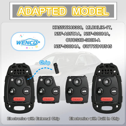 Key Fob Cover Shell Compatible with Honda Accord 2003-2012,Civic EX 2006-2013,Pilot 2009-2015,CR-V 2005-2006 - Premium Durable,Scratch-Resistant,Cutting NOT Required (Button4-Black, 1)