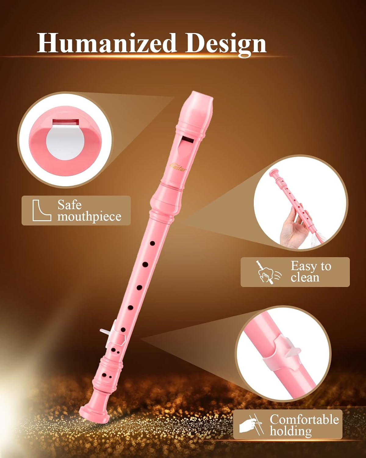 Pink Soprano Recorder for Kids Beginners, German Fingering C Key - photo 3