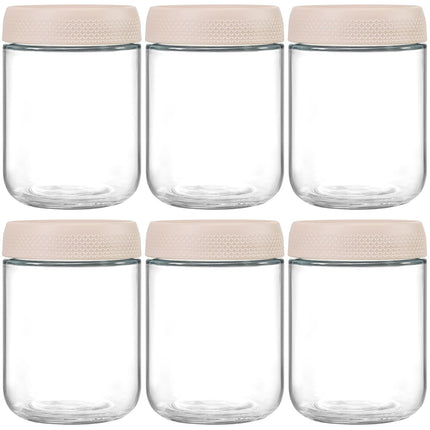 6-pack 16 oz Overnight Oats Containers with Lids, Glass jars with Airtight Lids, Wide mouth Mason Salad jars, Glass Food Storage Containers for Snacks Yogurt Spice Sugar