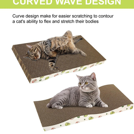 Cat Scratching Board, Corrugate Cat Scratcher with Catnip, 2 Pack