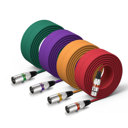 XLR Cable 15ft 4 Pack - 3 Pin Balanced Male to Female Mic Cable