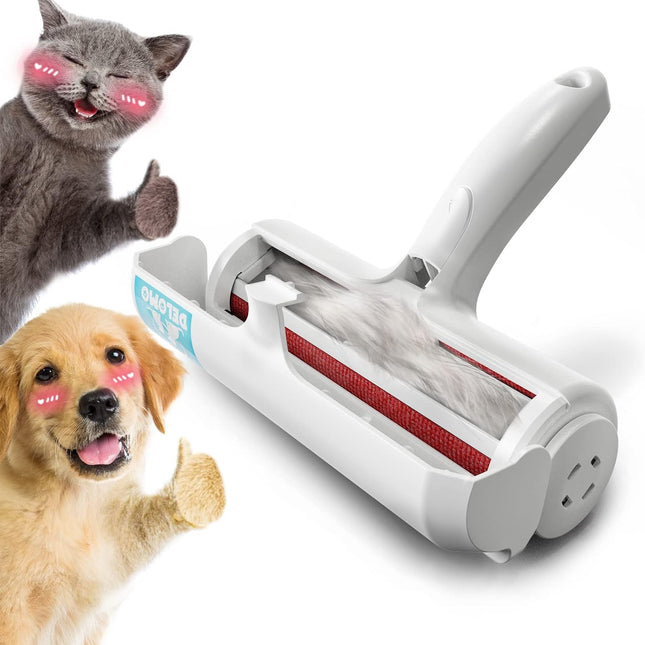 Reusable pet hair remover roller self-cleaning lint tool for dog and cat fur