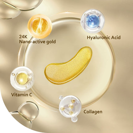 Under Eye Patches (30 Pairs), 24K Gold Eye Mask for Dark Circles