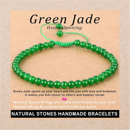 4mm Green Jade Adjustable Macrame Bracelet