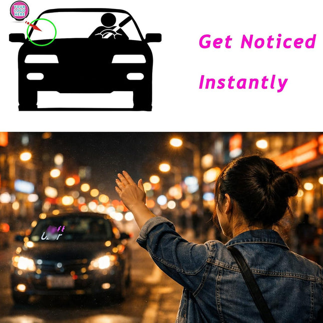 LED Light Sign for Car Windshield with 4 Suction Cups, USB A Switch Cable