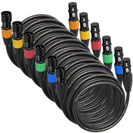 XLR Cables, Microphone Cables 25ft 6 Pack Male to Female 3 Pins