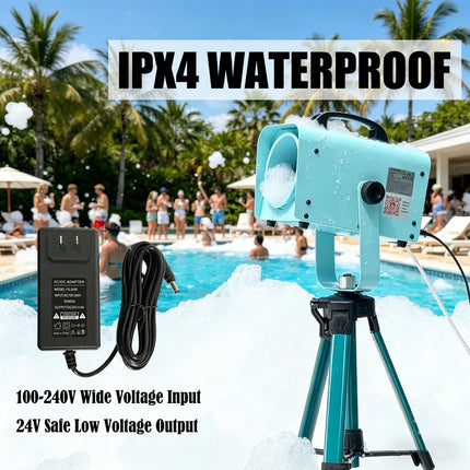 LANGXUN 600W Foam Machine with Tripod Stand, Portable Party Foam Cannon Maker, Blue, Includes 2 Packs Foam Powder for Pool, Backyard, Outdoor Events, Birthdays, Summer Camp (Blue)