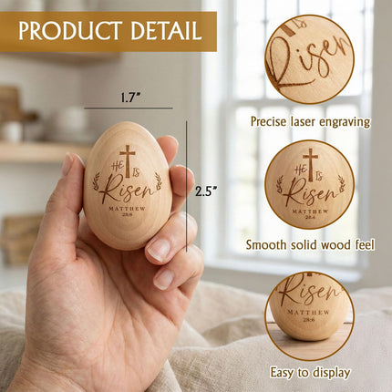 He Is Risen Easter Decorations, He is Risen Wooden Egg, Christian Gifts, Christian Easter Table Decor with Crosses, Religious Farmhouse Spring Home Decoration, Easter Decor