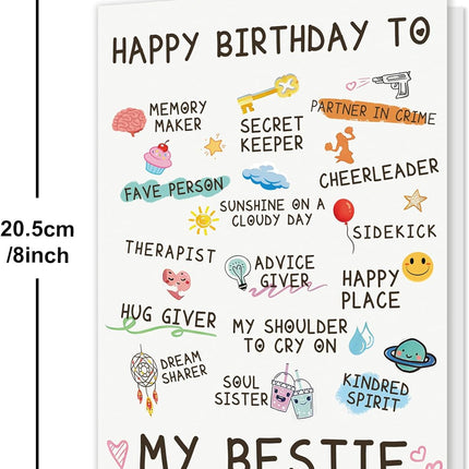 Bestie Birthday Card,Best Friend Birthday Card Gifts for Women Sister, Bestie Birthday Gift, Friendship Birthday Card