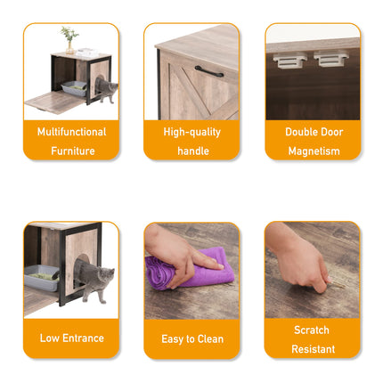 Cat Litter Box Enclosure, Hidden Litter Box Furniture, 23.6 Inches