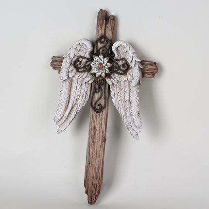 Home Decor Rustic Angel Wings Crosses Wall Décor 12" H Wall Cross