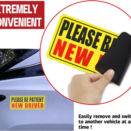 JUSTTOP New Driver Magnet for Car, Please Be Patient Student Driver, 3Pcs New Driver Magnet Safety Warning Magnetic Reflective Rookie Driver Bumper Sticker,Car Exterior Accessories