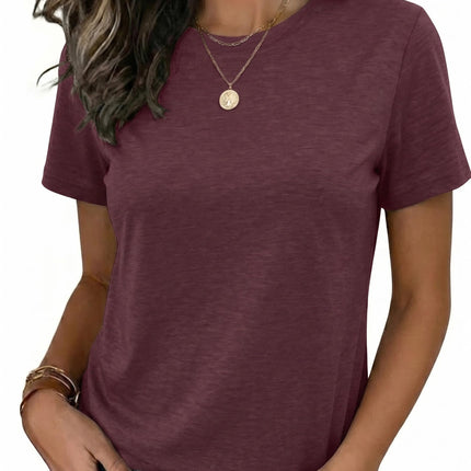 Womens Tshirt Short Sleeve Summer Tops Crewneck Casual Basic Tee Shirts Spring Clothes Trendy Outfit