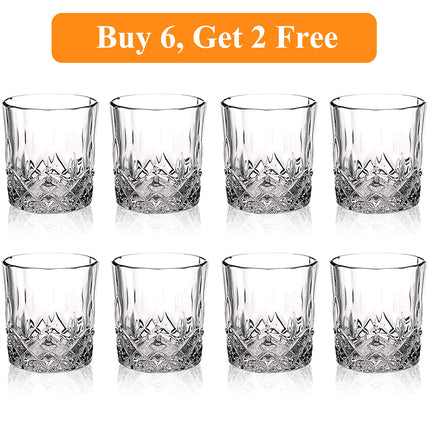 Crystal Whiskey Glasses Set of 8(Buy 6, get 2 Free), 11 OZ Old Fashioned Whiskey Glasses, Bourbon Cocktail Rocks Glasses, Clear Bar Glasses for Drinking Scotch Vodka Tequila Rum Gift for Men