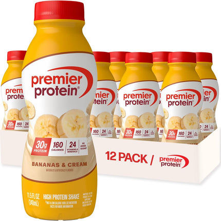 Shake, Bananas & Cream, 30g Protein, No Added Sugar, 24 Vitamins & Minerals to Support Immune Health, 11.5 fl oz, 12 Pack