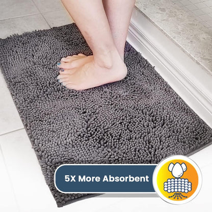 Super Absorbent Indoor Microfiber Door Mat, Grey 30" x 19" - photo 4