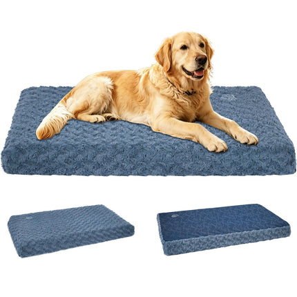 Tapete para cama de perro, colchón para jaula, ultra suave para perrera, gris, grande