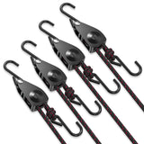 Ratchet Tie Down Straps, 1/4" Adjustable Rope Hangers 4 Pack, 12FT Tie-Down