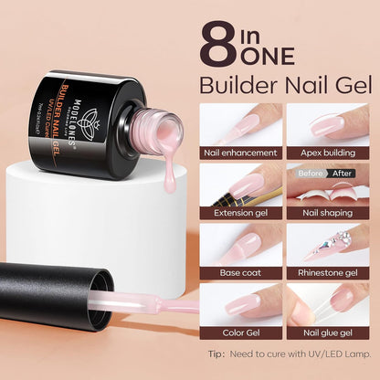 Builder Nail Gel Polish Set, Base Colors Jelly Nude Pink Hard - photo 5