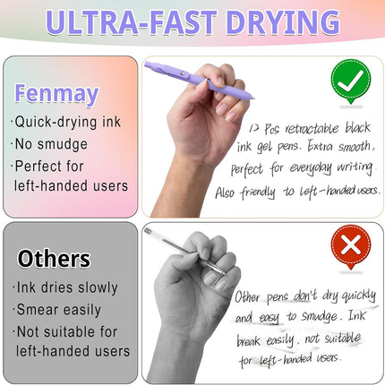 Fenmay Gel Pens, 12 Pcs 0.5mm Fine Point Aesthetic Pens, Quick Dry No Smudge, Smooth Writing Comfortable Grip Pen, Cute Black Ink Journaling Pens for School Supplies Office Desk Accessories