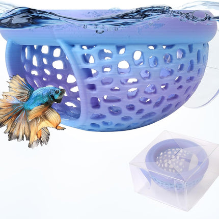 Multi-Functional Betta Hammock Feeding Bed - Floating or Suction Cup Mount, Adjustable Resting Spot & Hideout for Betta Fish & Shrimp | Betta Tank Accessories & Aquarium Decor