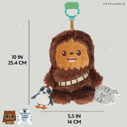 Kids Preferred Star Wars Chewbacca On the Go Activity Toy - with Rattle, Crinkle, Squeaker, Teether, Travel Clip, Sensory Toy, for Ages 0+