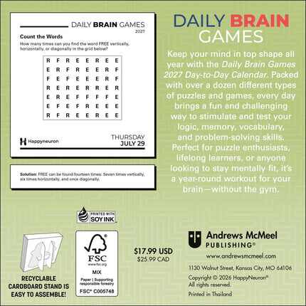 Daily Brain Games 2027 Day-to-Day Calendar: Energize your mind, one puzzle at a time!