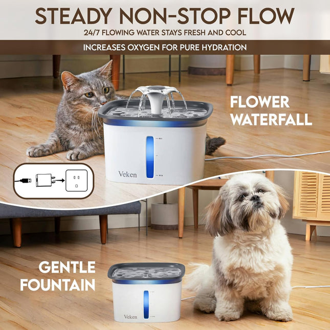Innovation Award Winner 95oz/2.8L Pet Fountain, Automatic Cat Water Fountain Dog Water Dispenser with - photo 2