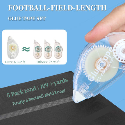 65.62 ft Extra-Long Glue Tape, 0.31 in Wide Scrapbook Tape, 5-Pack, Photo-Safe Acid-Free Double Sided Tape for Crafts, Scrapbook and Junk Journal Supplies (White)