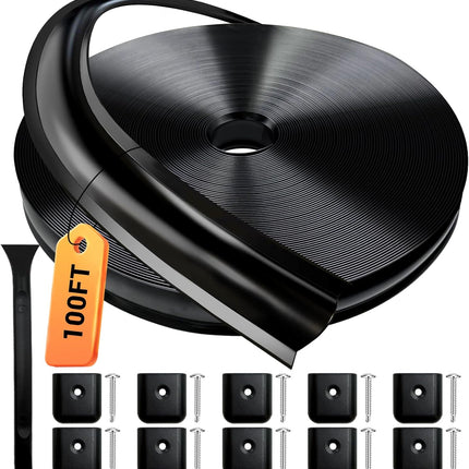 1” RV Trim Molding Insert, 100 Ft Heavy Duty RV Weather Stripping Exterior, Vinyl Rubber Seal Strip Includes End Caps, Screw Cover Trim for Camper Travel Trailer, Black