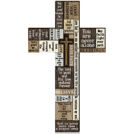 Rustic Wooden Cross Wall Decor 14 Inch Christian Cross Wall Art Sign