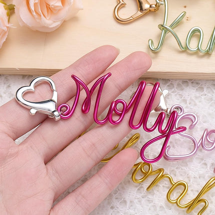 Personalized Name Keychain, Custom Name Key chain with Heart Clasp,Bag Charm for Purse Handbags Backpack, Ideal Gift for Women, Kids, Couples, Bridesmaids for Birthday, Mother’s Day & Graduation