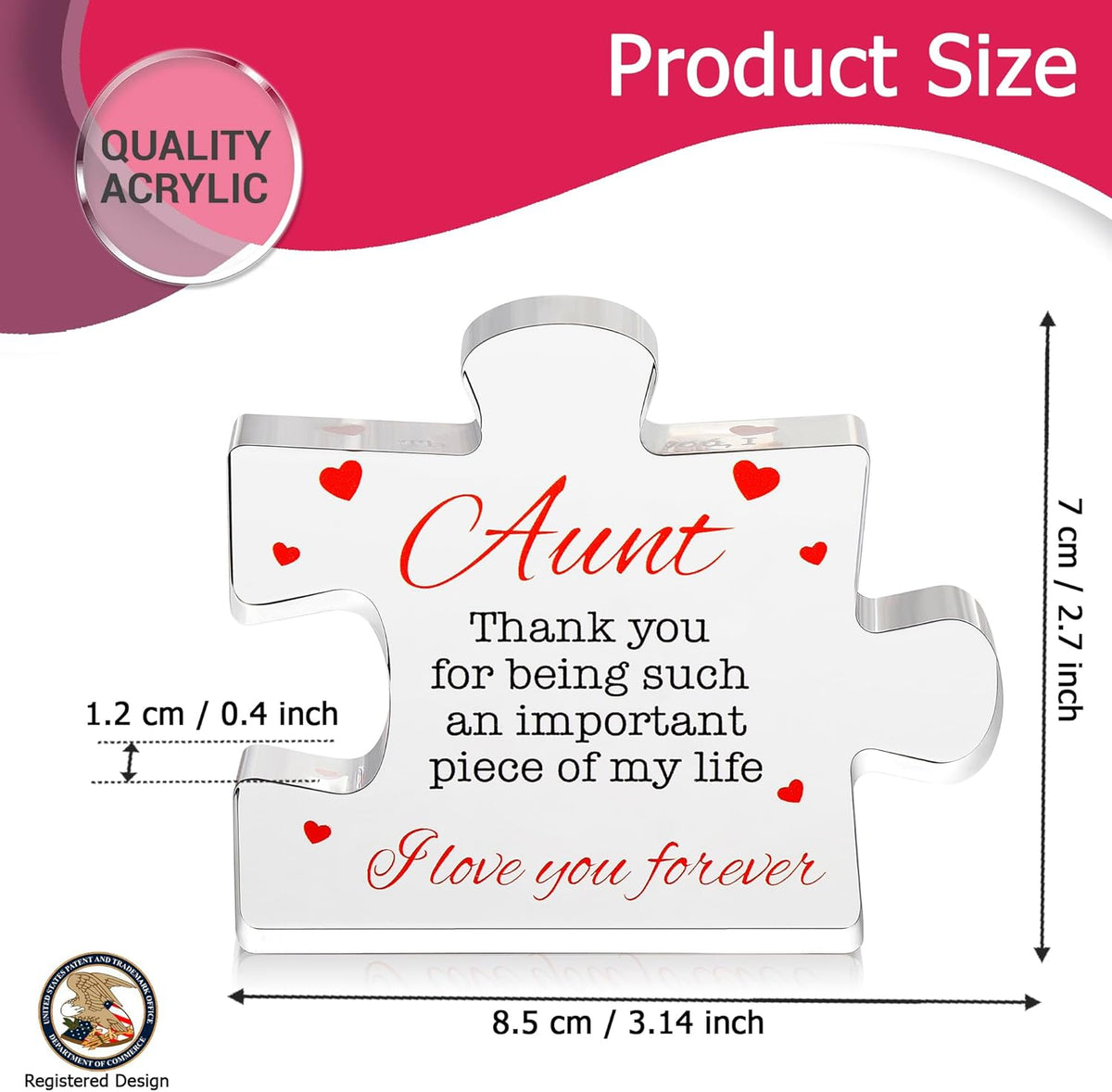 Aunt Gifts - Engraved Acrylic Block Puzzle Aunt Gift 3.35 x 2.76 inch - photo 3