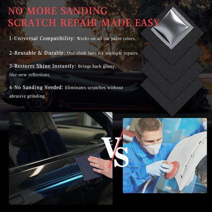 Nano Sparkle Cloth Car Scratch Remover, Nanosparkle Cloth for Car Scratches, Nano Wipes for Car, Safe on All Vehicle Colors, Removes Water Spots & Swirl Marks & Scratches, 4-Pack (Black)