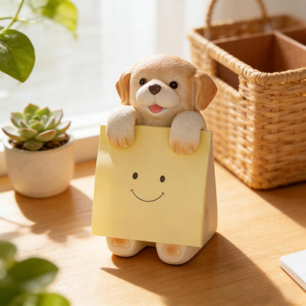 Dog Pop-up Sticky Note Dispenser, Includes 1 Pad of 3x3 in Super Sticky Notes, 100 Sheets, Resin Cute Handmade Desk Holder for Office & Home - Labrador