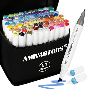80 Colors Alcohol Markers Dual Tip Set with Carrying Case