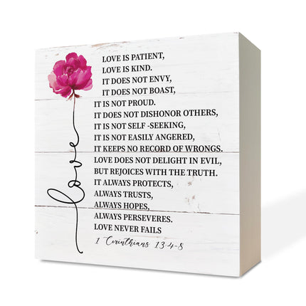Christian Wood Signs, Bible Verse Philippians 4:13 - I Can Do All Things Through Christ Who Strengthens Me, Box Sign Decor Tabletop, Inspirational Home Desk Decor, Motivational Gift for Friends Family