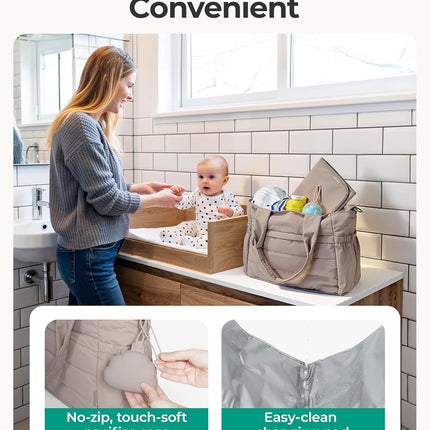 BAGSMART Diaper Bag Tote, Hospital Bag for Labor Delivery, Puffy Maternity Travel Diaper Tote, Baby Bag with Pacifier Case
