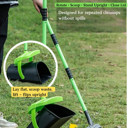 40.16" Pooper Scooper Set – Swivel Bin & Rake Kit with 100 Waste Bags