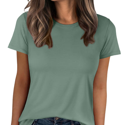 Women Short Sleeve Tops Summer Wrinkle-Free Basic Tee Shirts