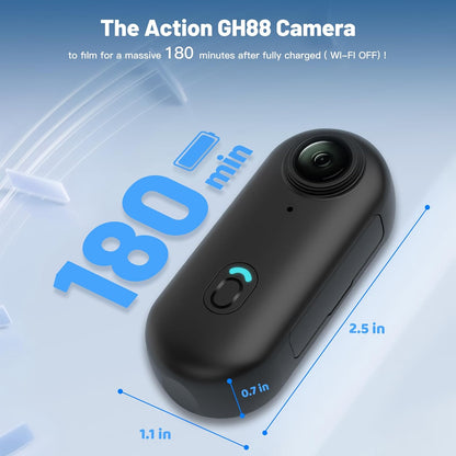 Mini Wearable Body Worn Action Camera, FHD 1080P, 128GB, Black - photo 3
