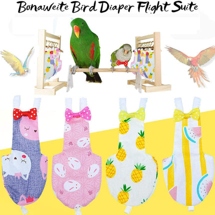 Bonaweite Bird Diaper Flight Suite Liners, Protective Parrot Nappy with Waterproof Inner Layer, Cute Urine Wet Suit for Macaw African Budgies Parakeet Agapornis Fischeri Cockatiel