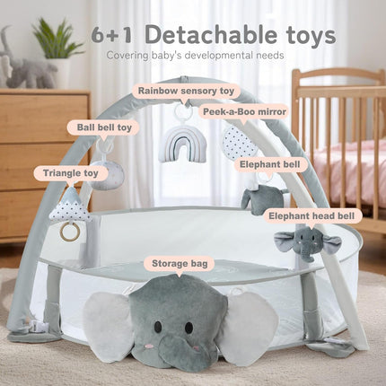 Mallify 5-in-1 XL Large Baby Gym & Ball Pit, Play Mat & Play Gym, Combination Baby Activity Gym with Milestone Cards for Sensory Exploration and Motor Skill Development, Balls are not Included