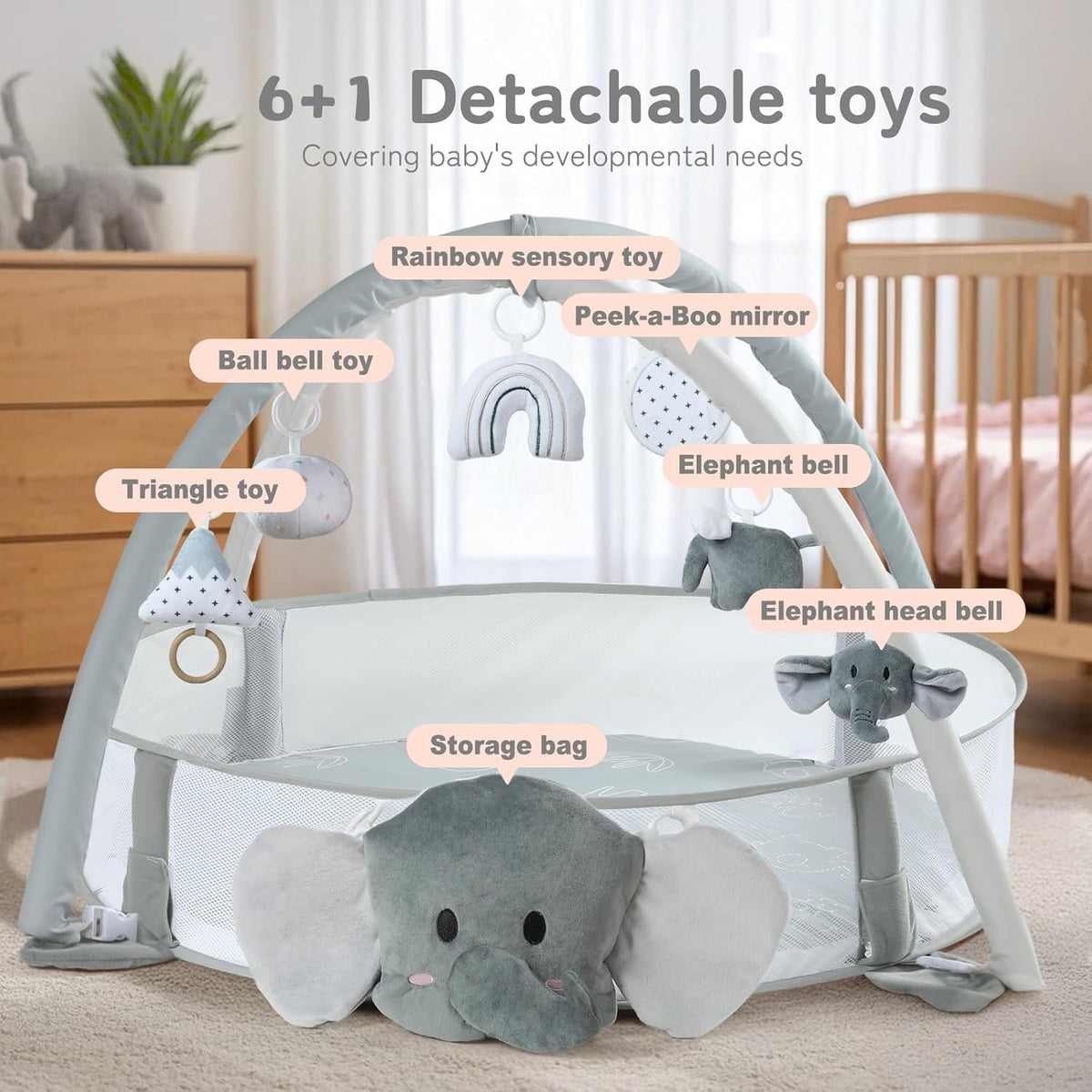 5-in-1 XL Baby Gym, Play Mat & Ball Pit with Milestone Cards - photo 5