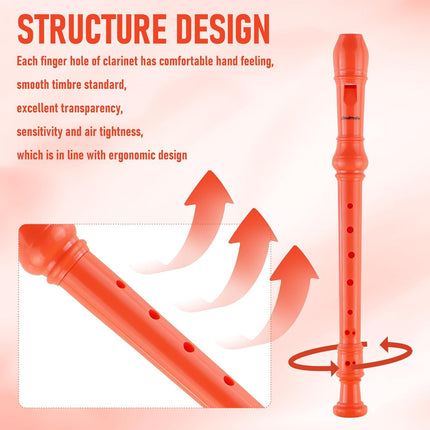 Soprano Recorder Instrument for Beginners Kids Students, German Style C Key 8 Holes Recorder Instrument - photo 2