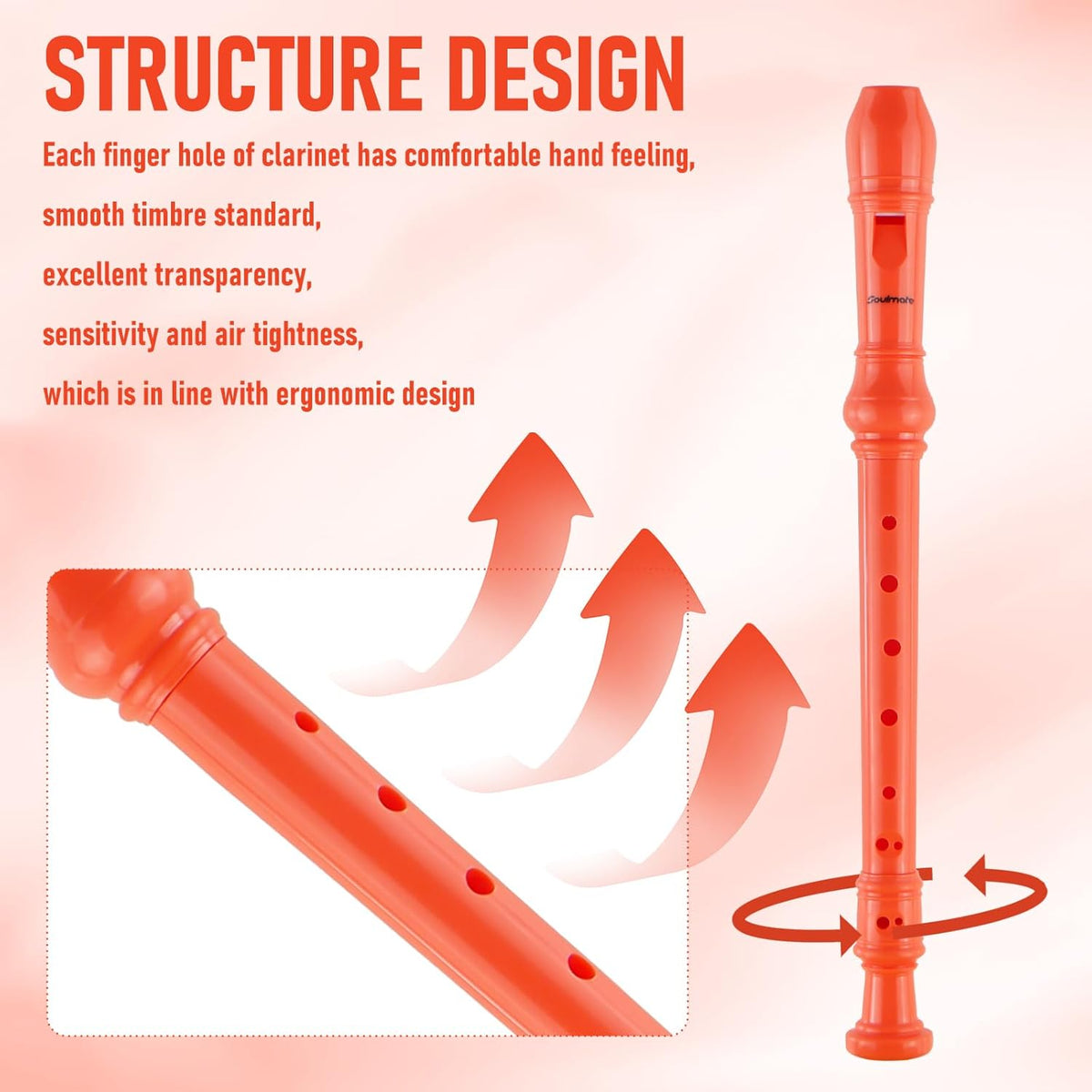 Soprano Recorder Instrument for Beginners Kids Students, German Style C Key 8 Holes Recorder Instrument - photo 2