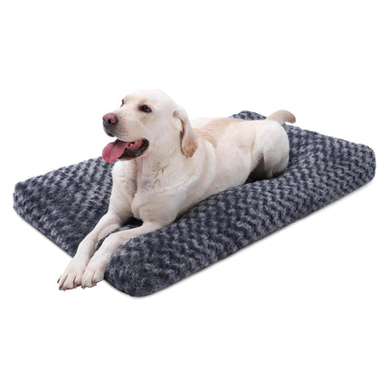 Washable Dog Bed Medium Size Dog Crate Bed Plush Pet Mat 35"x23" Gray