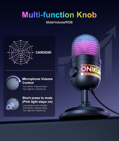 USB Gaming Microphone, RGB Condenser Mic for PC PS4 PS5 Mac - photo 3