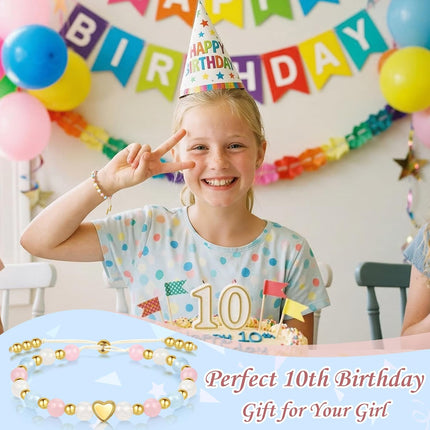 Sereney Birthday Gifts for Girls, Healing Crystal Bracelet as 10 16 Year Old Birthday Gift, Adjustable Beaded Bracelet as Sweet 16/Double Digits Gifts for Daughter Granddaughter Niece Goddaughter Sister